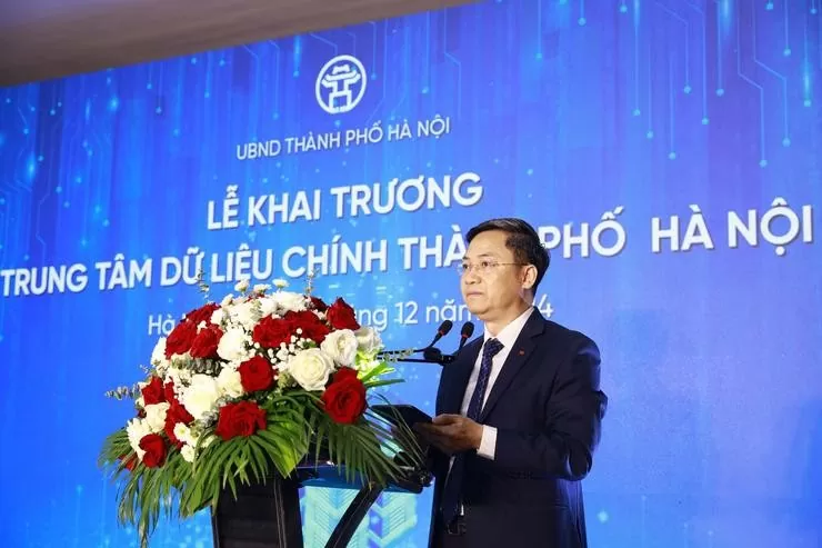 Phó Chủ tịch Uỷ ban nhân dân thành phố Hà Nội Hà Minh Hải phát biểu tại buổi Lễ. 