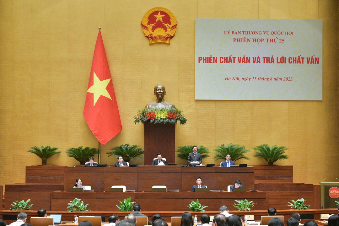 Der stellvertretende Vorsitzende der Nationalversammlung, Nguyen Khac Dinh, leitete die Arbeitssitzung.