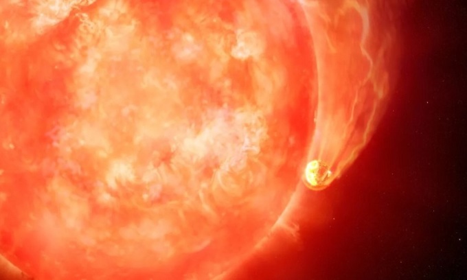 死にゆく恒星が太陽系外惑星を飲み込むシミュレーション。写真: NOIRLab/NSF/AURA