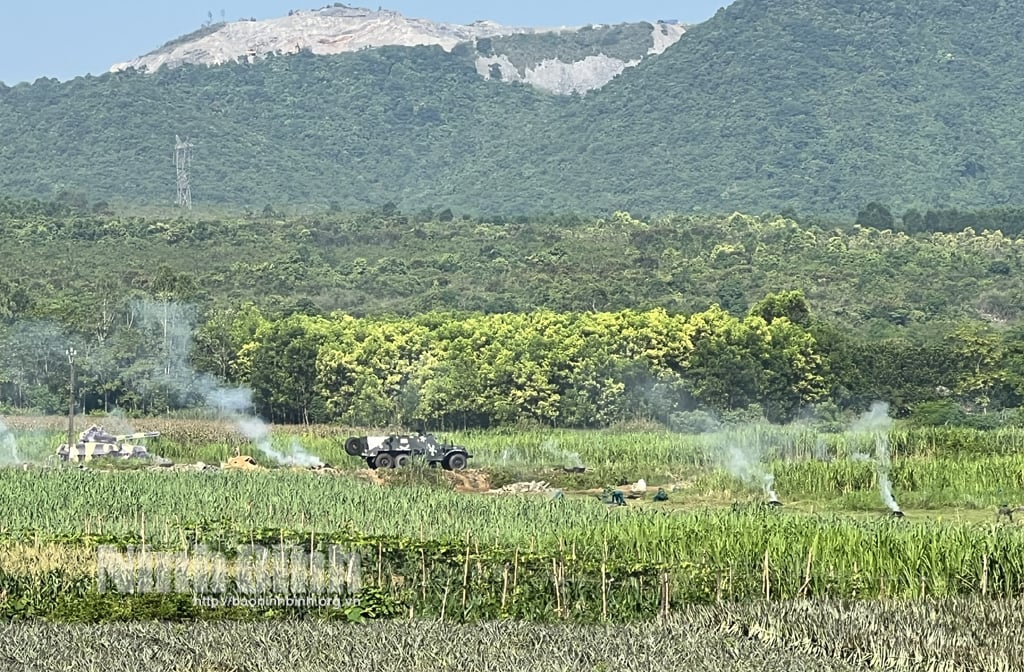 Nho Quan clôture les exercices de combat au niveau de la commune dans la zone de défense