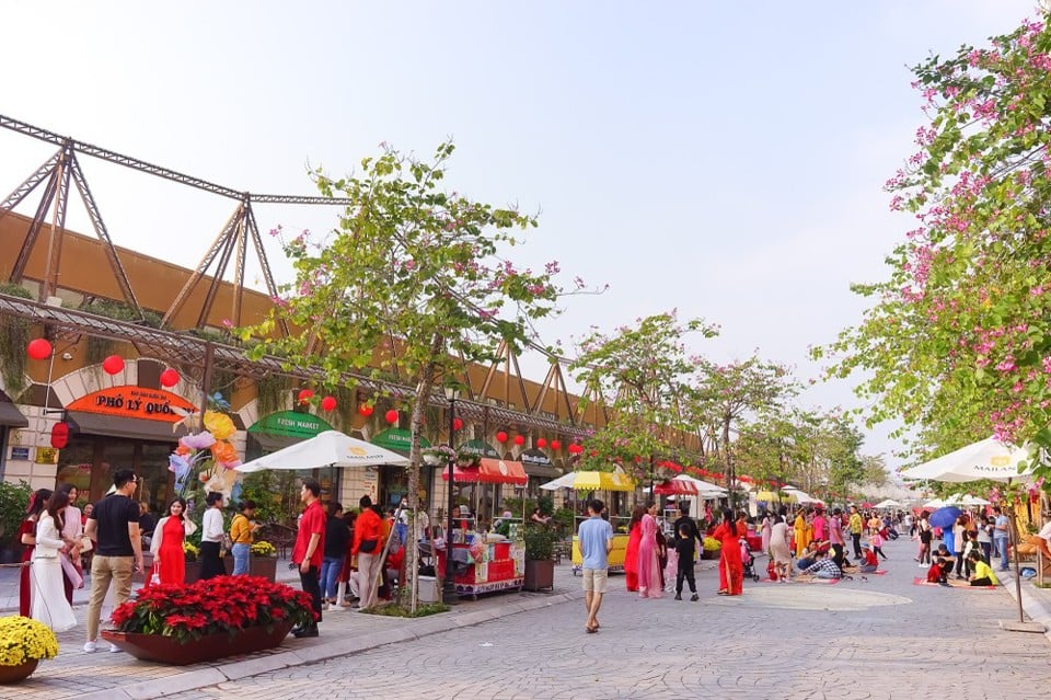 Phố đi bộ Pont de Long Bien hút khách du xuân - Ảnh 1