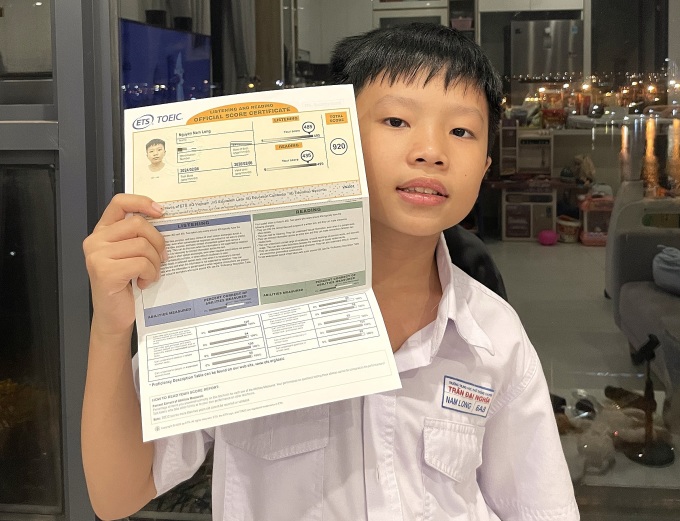 Resultados de las pruebas Nam Long y TOEIC el 6 de febrero. Foto: proporcionada por la familia