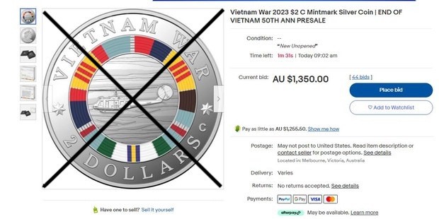 Überprüfen und entfernen Sie die australische 2-Dollar-Münze mit dem Bild der „gelben Flagge“ sofort von E-Commerce-Plattformen