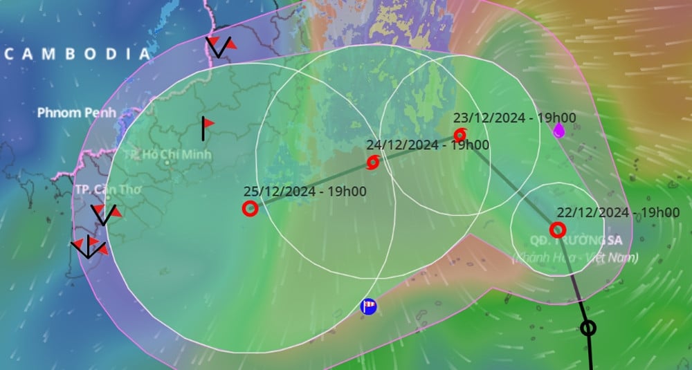 Áp thấp nhiệt đới đổi hướng liên tục, khả năng thành bão số 10 vào ngày 23/12