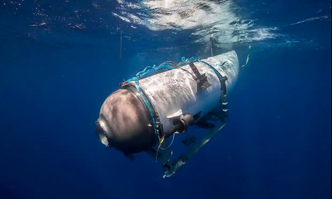 El sumergible Titán durante un lanzamiento. Foto: OceanGate Expeditions