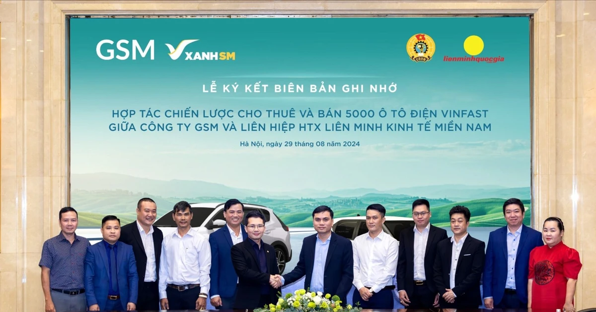 Liên hiệp Hợp tác xã tài xế taxi công nghệ lớn nhất Việt Nam mua, thuê 5.000 ô tô điện VinFast từ GSM