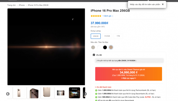 Ein Händler verkauft das iPhone 16 Pro Max in der „Hot Color“ für 3 Millionen VND mehr als die anderen Farben.