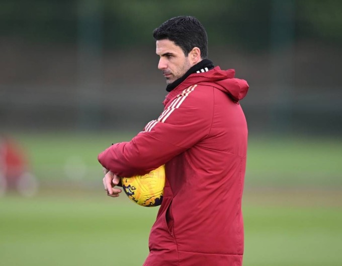 Trainer Arteta am 2. Februar auf dem Trainingsgelände Colney in London, bei der Vorbereitung auf das heutige Spiel gegen Liverpool in der 23. Runde der Premier League. Foto: arsenal.com