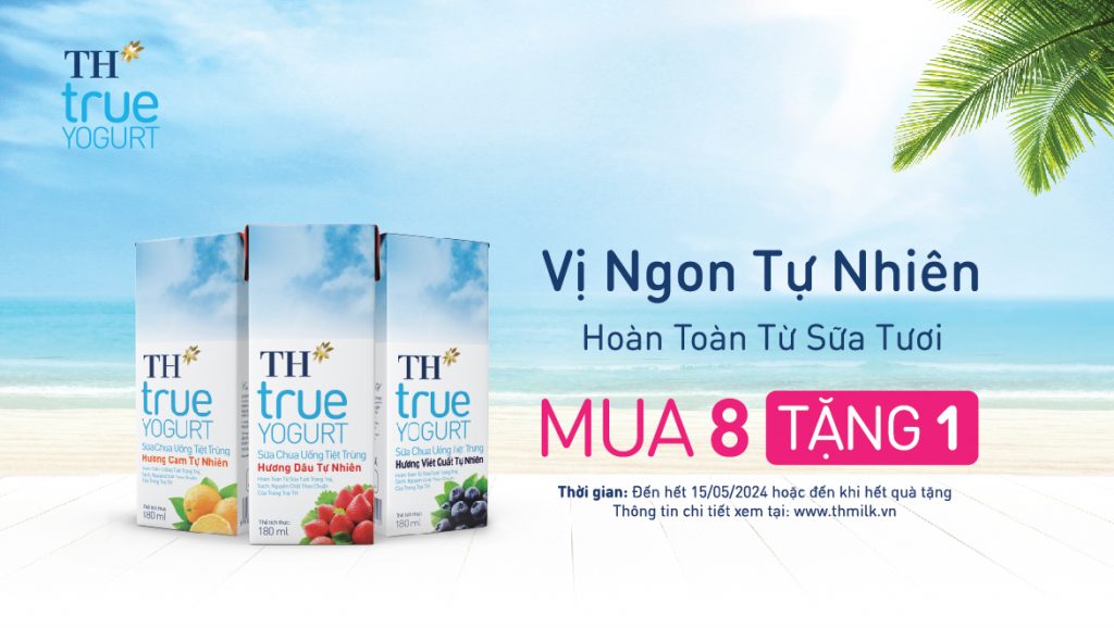 KHUYẾN MẠI MUA 8 TẶNG 1 – SỮA CHUA UỐNG TIỆT TRÙNG TH true YOGURT – TH true MILK