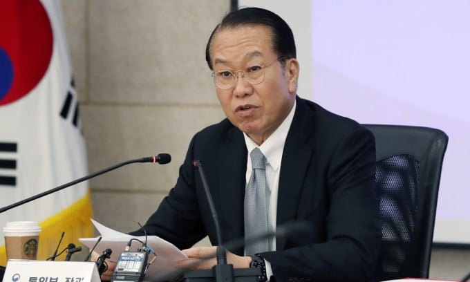 South Korean Unification Minister Kwon Young-se at a press conference on May 22. Photo: News1