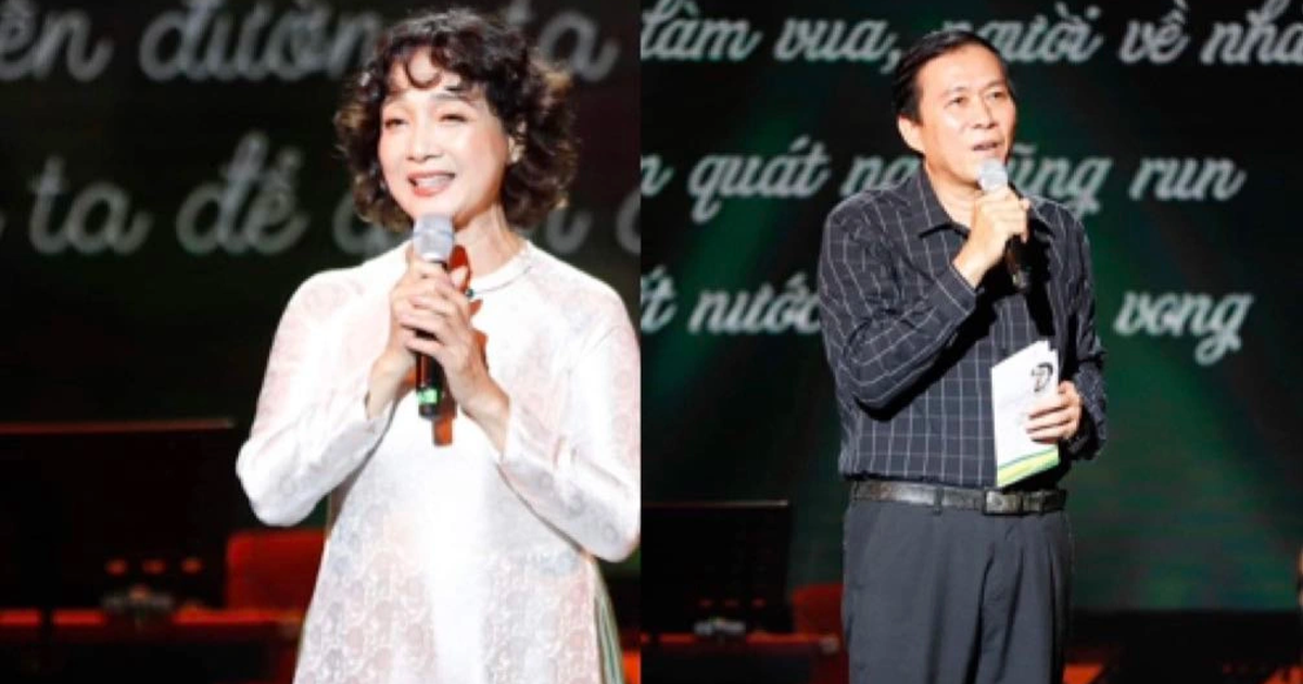 El Artista Popular Le Khanh y el Artista Meritorio Do Ky se emocionaron en la noche musical de Luu Quang Vu.