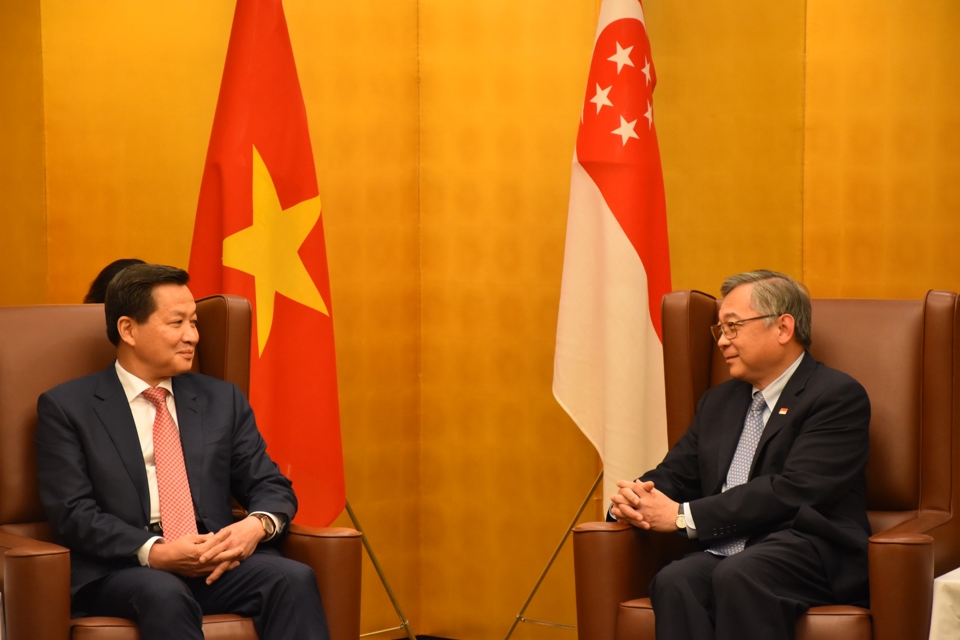 Phó Thủ tướng Chính phủ Lê Minh Khái tiếp Phó Thủ tướng Singapore Gan Kim Yong.