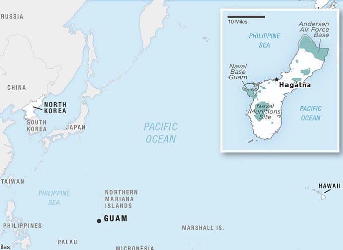 Location of Guam and US bases on the island. Graphic: NPR