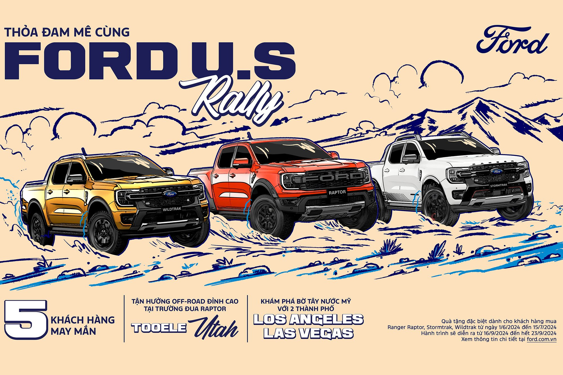 Mua xe bán tải Ford Ranger có cơ hội du lịch nước Mỹ, tham dự sự kiện Raptor Rally