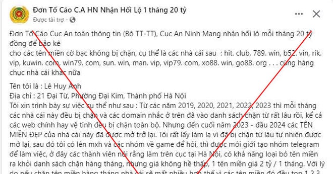 Xác minh, truy vết các đối tượng phát tán “đơn tố cáo” sai sự thật