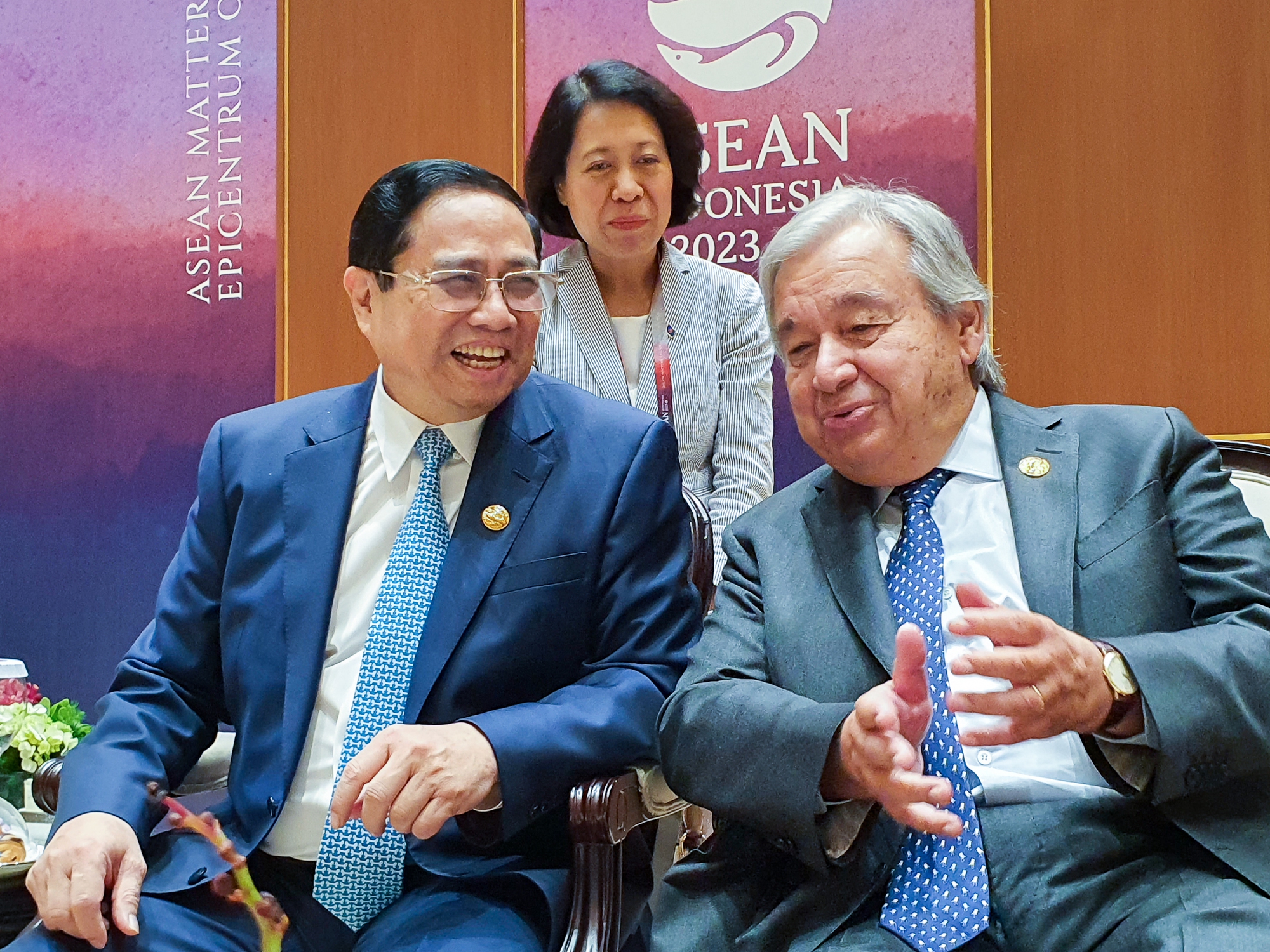 Prime Minister Pham Minh Chinh meets with the Secretary General of the United Nations and leaders of Singapore, India, and the Philippines. Photo 1