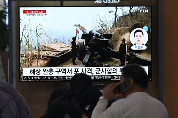 North Korea continues to fire more than 60 artillery shells toward the sea off its west coast.