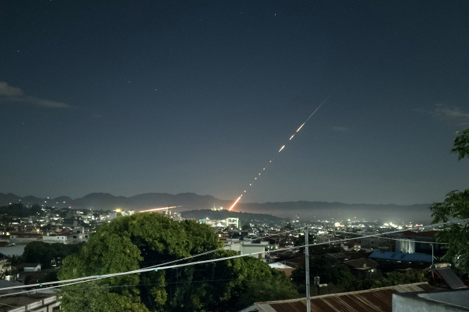 A missile was launched from a military base in Lashio town, Shan state, northern Myanmar on October 28. Photo: AFP