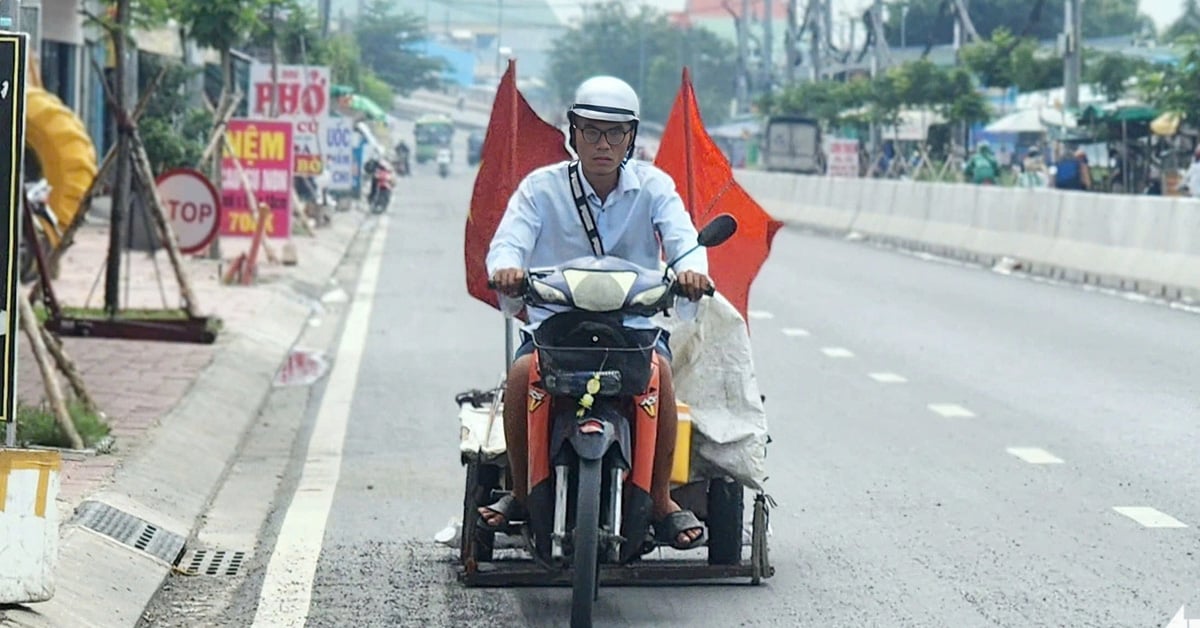 รถบรรทุกดูดตะปูในจังหวัดบิ่ญจันห์สามารถรวบรวมเศษเหล็กและวัตถุมีคมได้ 16 กิโลกรัมบนท้องถนนในเวลาเพียงวันเดียวก่อนเทศกาลเต๊ต