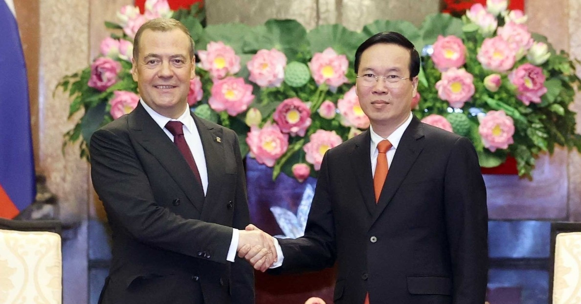 Chủ tịch nước, Thủ tướng tiếp Chủ tịch Đảng nước Nga Thống nhất Dmitry Medvedev