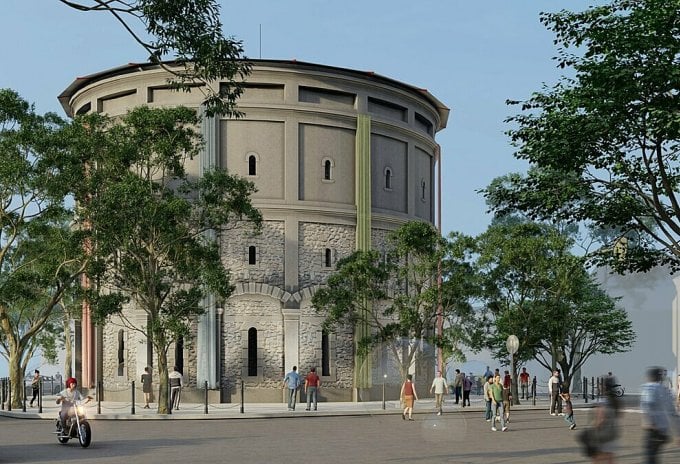 Fotografía en perspectiva de la torre de agua Hang Dau. Foto: Comité Organizador