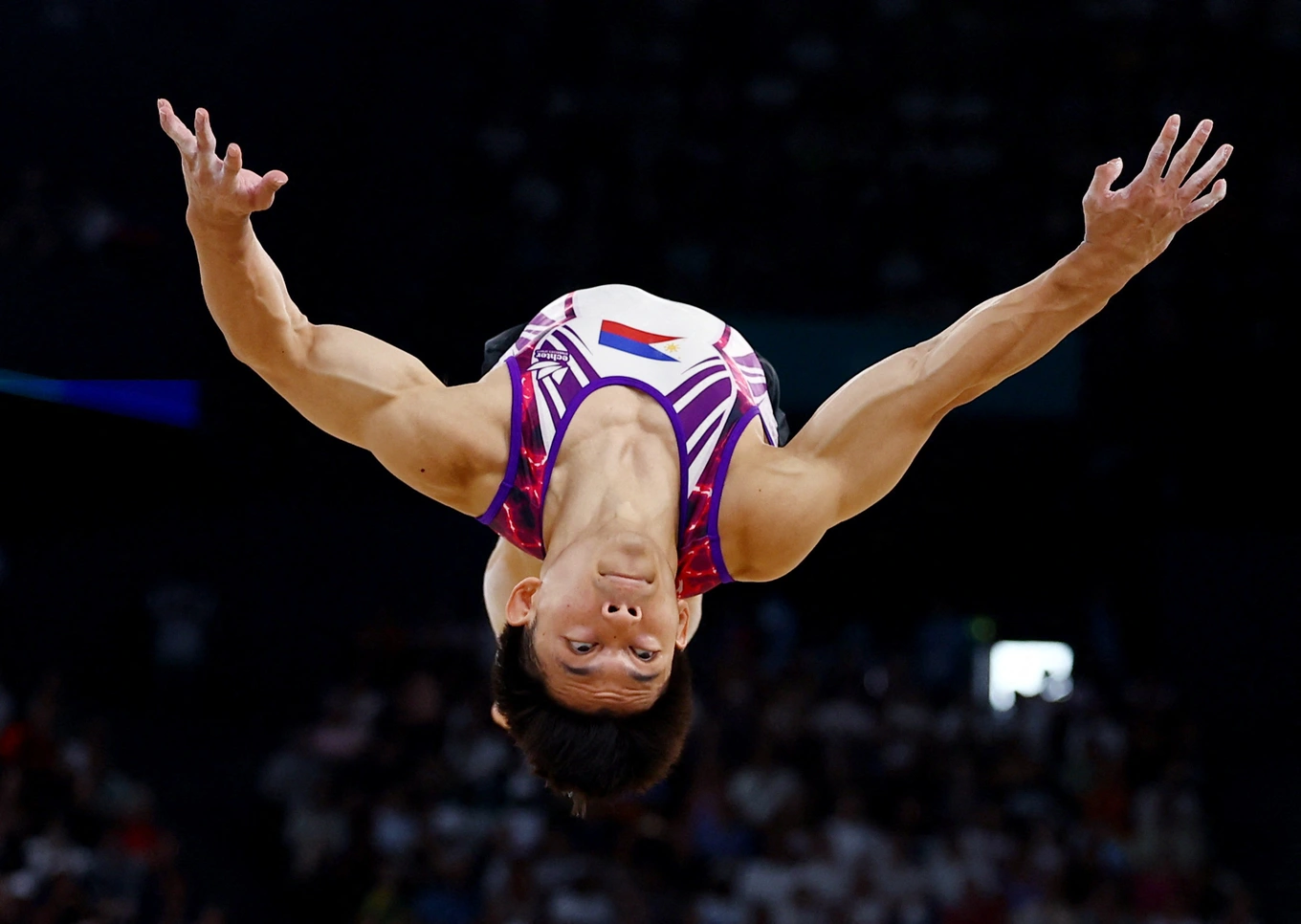 Portrait of the hero who won 2 gold medals at the 2024 Olympics, Carlos Yulo of the Philippines