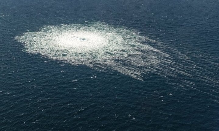 Leak location on the Nord Stream gas pipeline under the Baltic Sea.