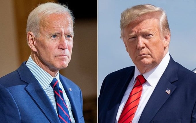 ប្រធានាធិបតី​អាមេរិក Joe Biden (ឆ្វេង) និង​អ្នក​កាន់​តំណែង​មុន​របស់​លោក Donald Trump។ រូបថត៖ AFP