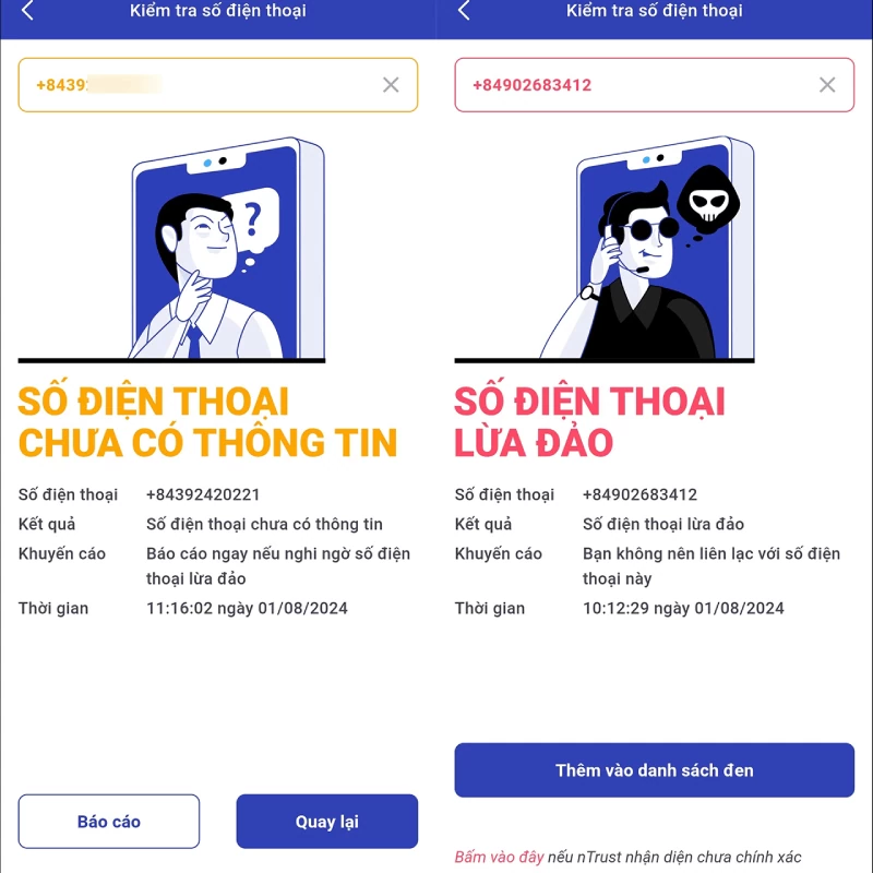 Cài ngay phần mềm nTrust để phát hiện số điện thoại lừa đảo