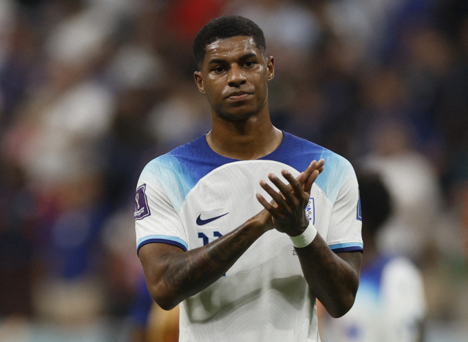 El delantero Marcus Rashford tras el partido de la fase de grupos del Mundial entre Inglaterra y Estados Unidos en el estadio Al Bayt, en la ciudad de Al Khor, Qatar, el 25 de noviembre de 2022. Foto: Reuters