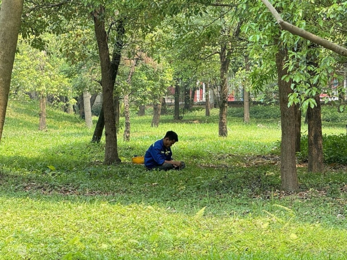 カウザイ公園（ハノイ）の木陰で暑さを避ける人々。写真：ゴック・タン