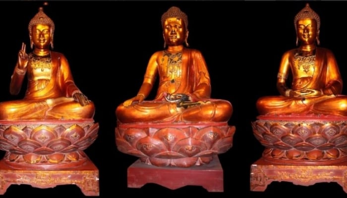 Die drei Buddha-Statuen der Con Son-Pagode gelten als Nationalschatz.