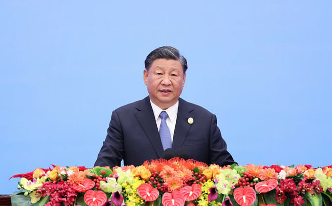 President Xi Jinping delivers a speech at the opening ceremony of the BRF on October 18 in Beijing. Photo: Xinhua