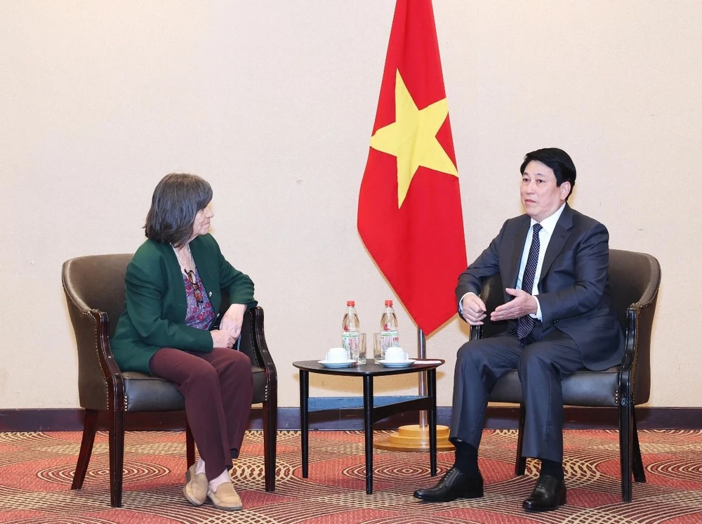 President Luong Cuong receives President of the Chile-Vietnam Friendship Cultural Institute Patricia Abarzua. (Photo: Lam Khanh/VNA)