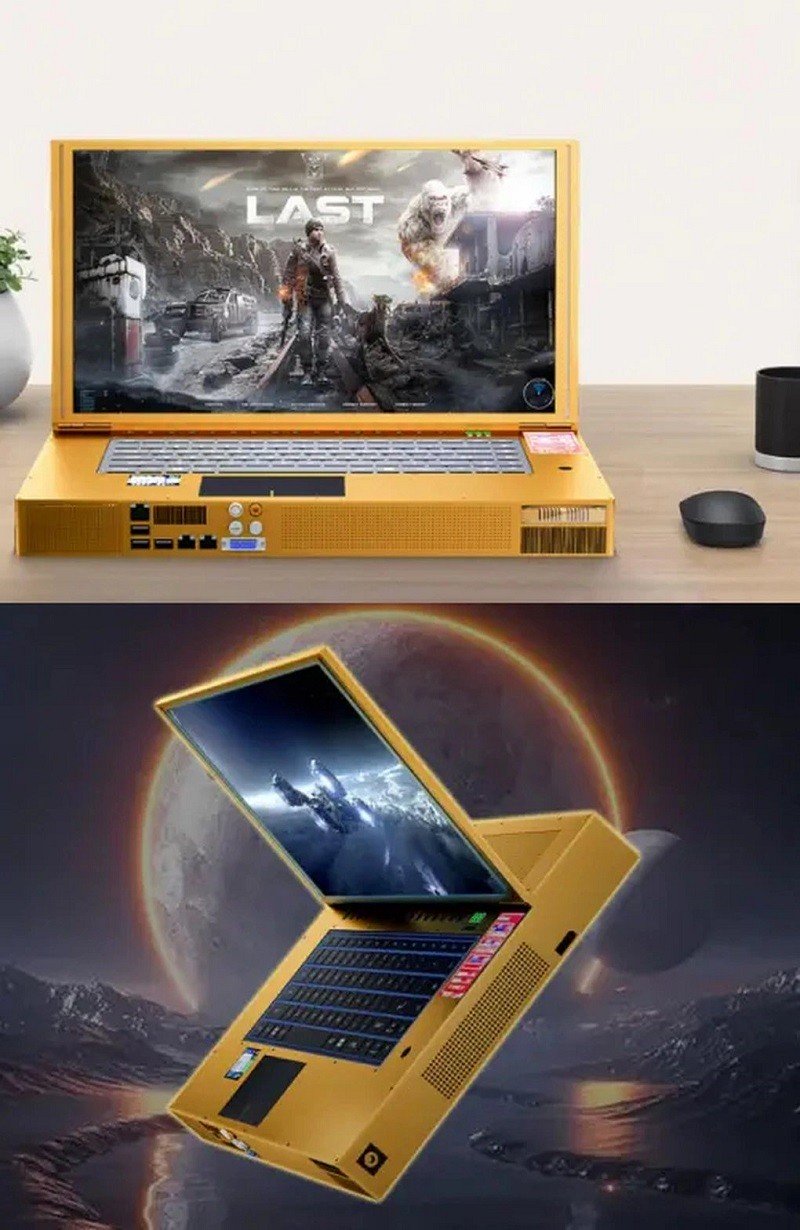 Laptop REV-9 có thiết kế to và dày để trang bị cấu hình mạnh và hệ thống tản nhiệt bằng chất lỏng ở bên trong