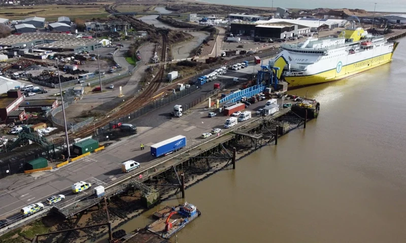 Newhaven Ferry Terminal in Lewes, East Sussex, where seven migrants were found in a lorry