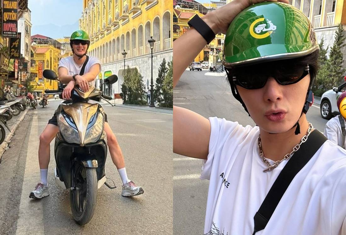Jung Il Woo toma fotografías con una motocicleta en Vietnam. Foto: Instagram