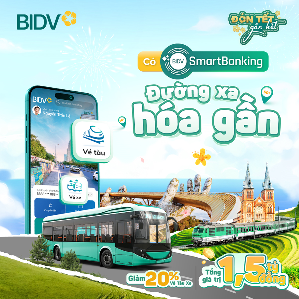 BIDV SmartBanking giảm 100.000 đồng/vé tàu, xe cho khách hàng di chuyển dịp Tết - 2