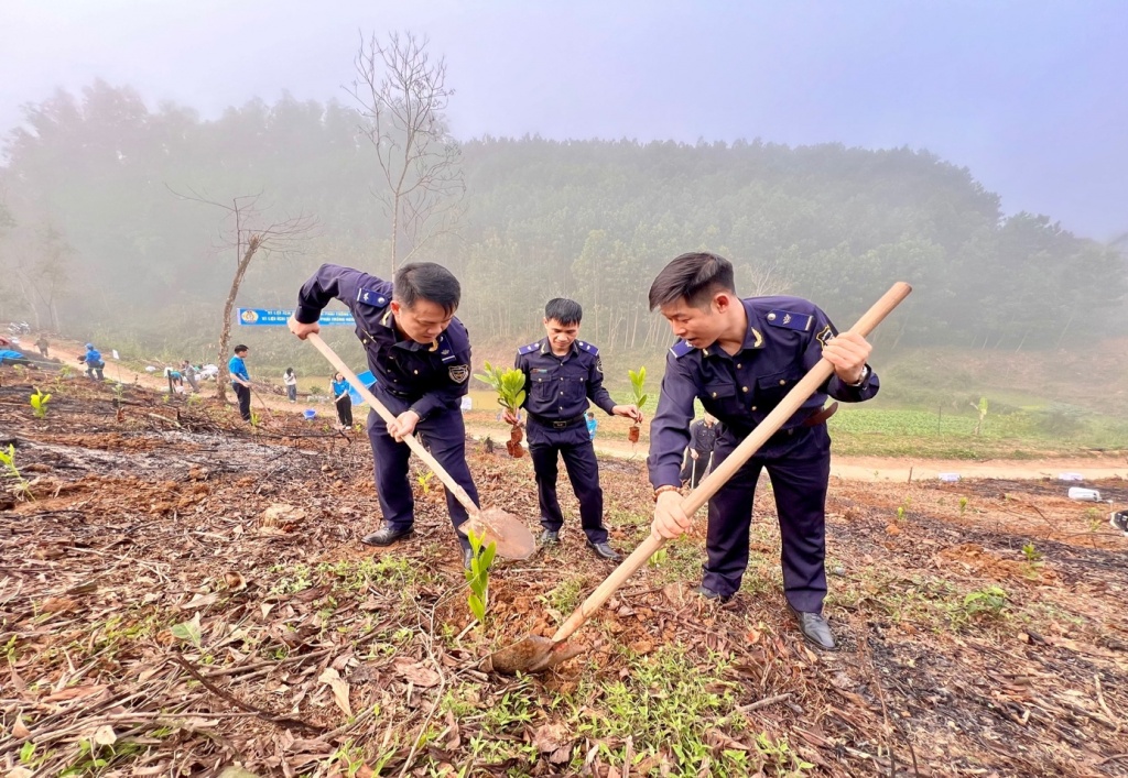 Hải quan Cao Bằng tổ chức trồng cây đầu Xuân Giáp Thìn