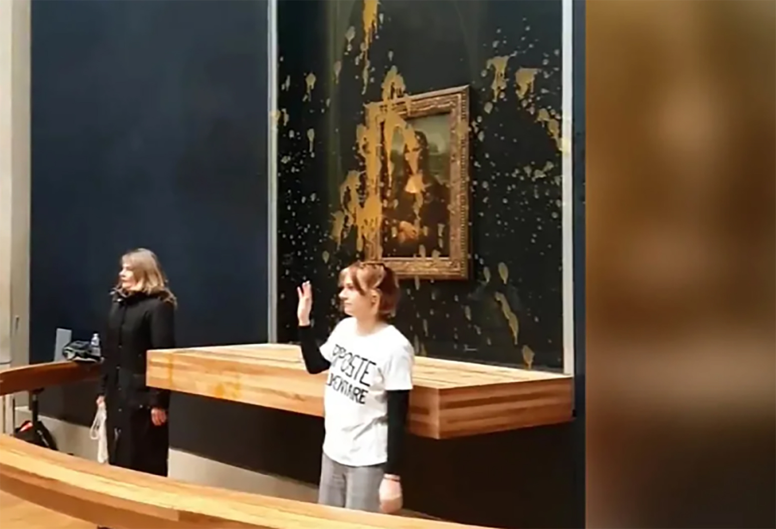 Người biểu tình tạt súp bí đỏ vào kiệt tác ‘Mona Lisa’ của Leonardo da Vinci- Ảnh 1.
