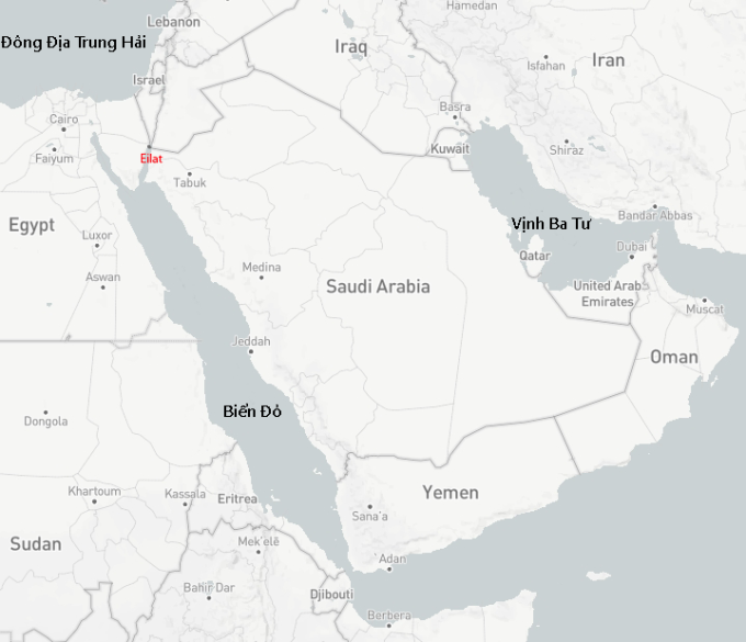 Vị trí thành phố Eilat. Đồ họa: Mapbox