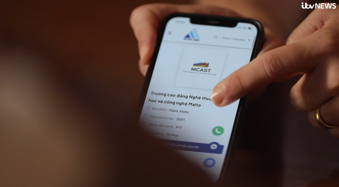 Quảng cáo du học Malta của đại lý nơi thanh niên đã sử dụng dịch vụ. Ảnh chụp màn hình ITV News