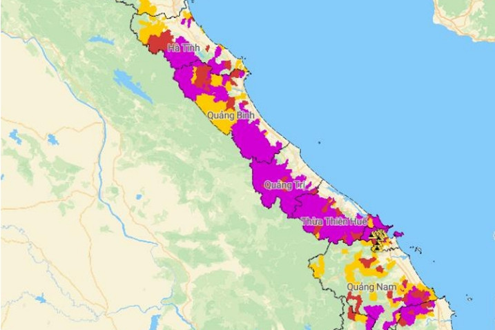 Ha Tinh – Quang Tri: Starkregen, Sturzflutwarnung, „violette“ Erdrutsche