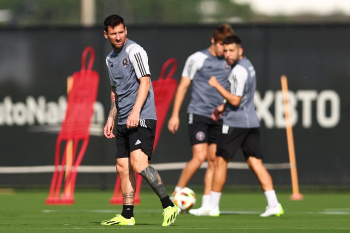 Lionel Messi s'entraîne avec l'Inter Miami au terrain d'entraînement Florida Blue à Fort Lauderdale, en Floride, le 13 janvier 2024. Photo : AFP