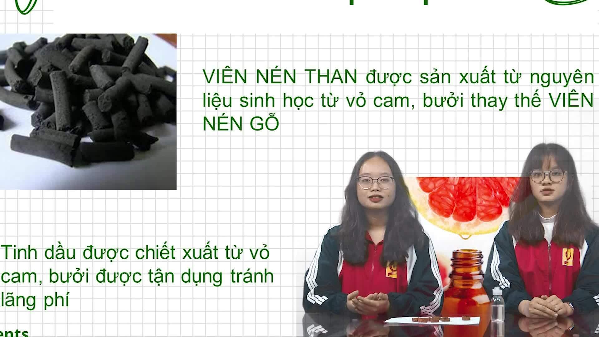 5 nữ sinh chế viên than nén từ vỏ cam, bưởi để khởi nghiệp