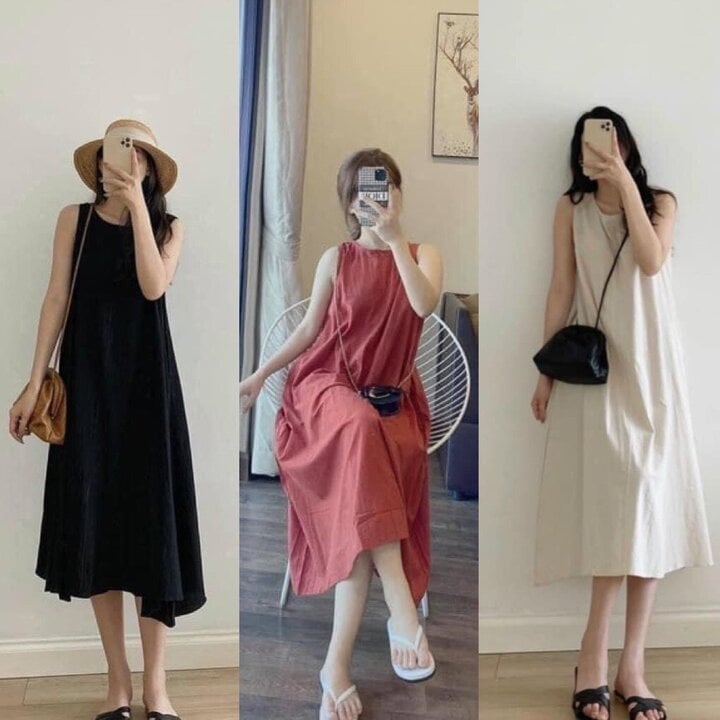 Long straight dresses are very suitable to wear in summer.