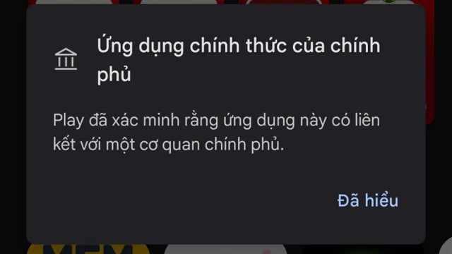 Ứng dụng chính thức của Chính phủ sẽ được nhận diện