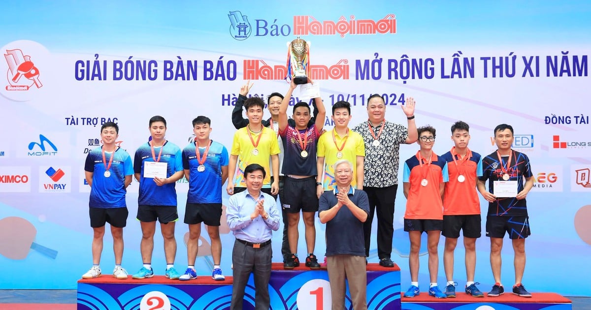 Winners of the 2024 Hanoi Moi Newspaper Cup Table Tennis Tournament