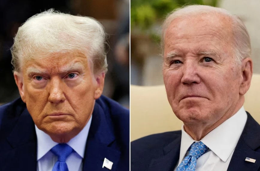 ドナルド・トランプ氏（左）とジョー・バイデン米大統領。写真：ロイター