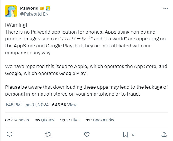 Cảnh báo các ứng dụng di động giả mạo game Palworld- Ảnh 1.